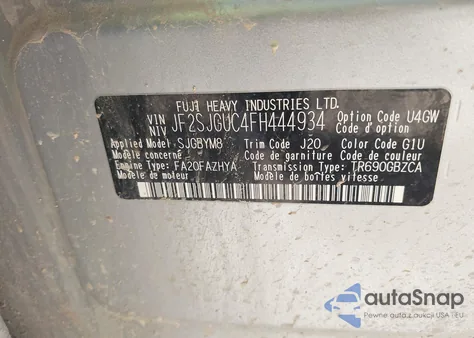 2015 Subaru Forester 2.0Xt Touring z USA, uszkodzony, nr VIN JF2SJGUC4FH444934